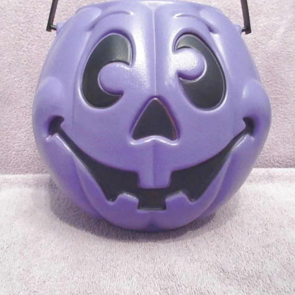 Vtg Halloween Blow Mold Pumpkin Candy Bucket Trick Or Treat Jack-O-Lantern 9